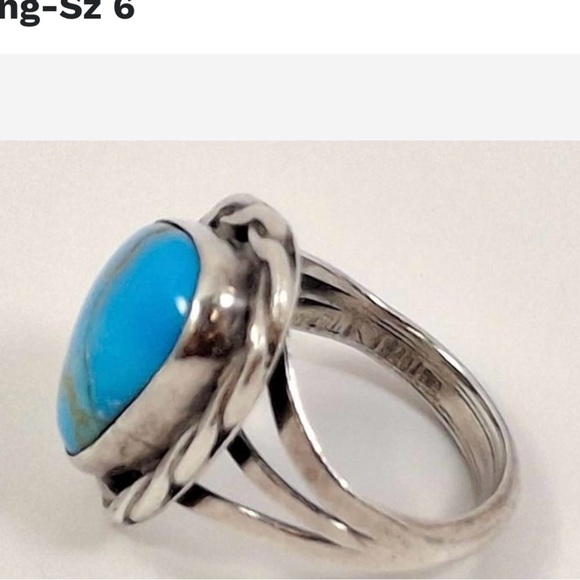 Native American Vintage Sterling Silver Turquoise Ring - Picture 6 of 16